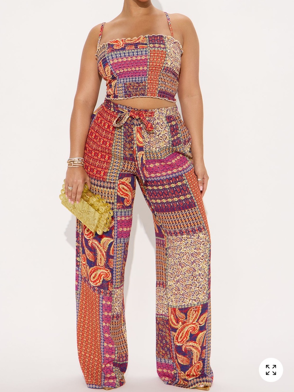 Paisley Print Wide-Leg Pants set - Multi